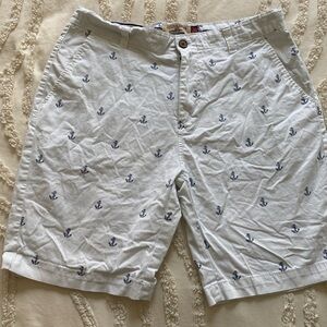 White Anchor Print Men's Shorts